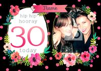 Neon Blush - Birthday Card 30 Today Photo Upload