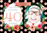 Neon Blush - Birthday Card 40 Today Photo Upload