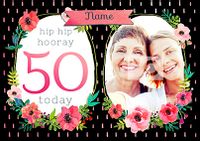 Neon Blush - Birthday Card 50 Today Photo Upload