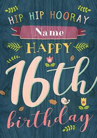 Tap to view Paper Wood - 16th Birthday Card Female Birthday Wishes