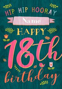 Tap to view Paper Wood - 18th Birthday Card Female Birthday Wishes