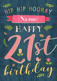 Tap to view Paper Wood - 21st Birthday Card Female Birthday Wishes