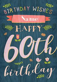 Paper Wood - 60th Birthday Card Female Birthday Wishes