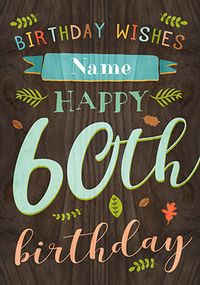 Tap to view Paper Wood - 60th Birthday Card Male Birthday Wishes