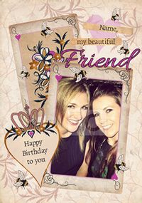 Tap to view Queen Bee - Birthday Card Photo Upload Beautiful Friend