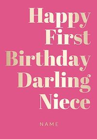 Shine Bright 1st Birthday Card Darling Niece