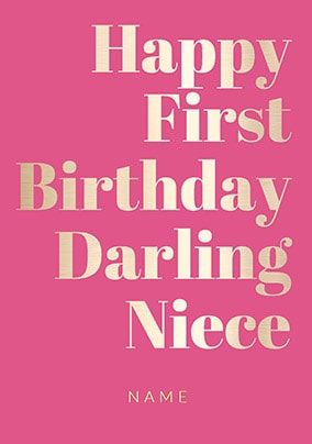 Shine Bright 1st Birthday Card Darling Niece