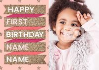 To The Stars 1st Birthday Card - Banner Girl