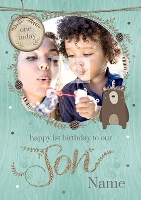 Woodland Wonder Son 1st Birthday Card