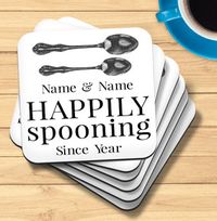 Tap to view Happily Spooning Personalised Coaster