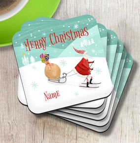 Merry Christmas Santa Personalised Coaster