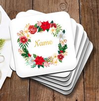 Tap to view Christmas Wreath Personalised Coaster