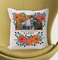 Nanny Floral Photo Personalised Cushion