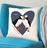 Tap to view Puffin Love You Valentines Personalised Cushion