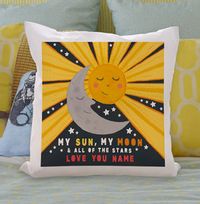 Sun Moon and Stars Valentines Personalised Cushion