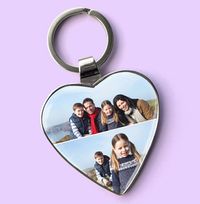 Tap to view Two Photo Portrait (top & bottom) Heart Keyring