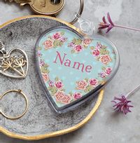 Floral Name Personalised Heart Keyring