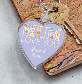 Love You Mum Personalised Heart Keyring