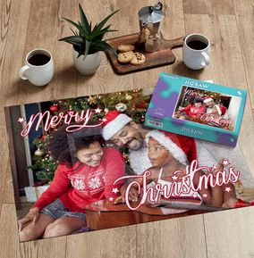 Full Photo Upload And Text Christmas Jigsaw
