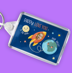 Daddy Love You to the Moon and Back Photo Upload Keyring