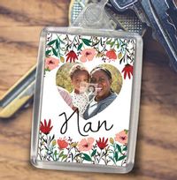 Tap to view Nan Floral Heart Photo Keyring