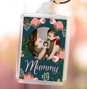 Mummy Floral Photo Keyring