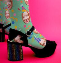 Tap to view Party Hat Photo Upload Novelty Birthday Socks
