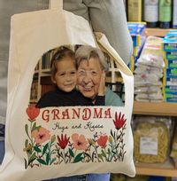 Grandma Floral Photo Tote Bag