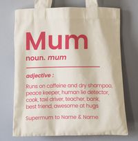 Tap to view Mum Definition Personalised Tote Bag