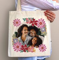 Tap to view Floral Border Photo Upload Tote Bag