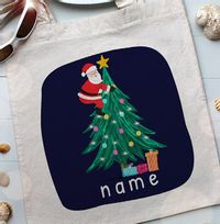 Santa And Christmas Tree Personalised Tote Bag