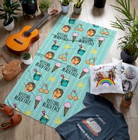 Resting Beach Face Photo Upload Personalised Towel