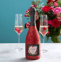 Tap to view ZDISC Happy Galentines Personalised Red Glitter Prosecco