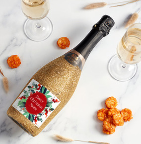 Christmas Personalised Glitter Prosecco