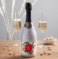 Tap to view ZDISC Christmas Personalised Silver Glitter Prosecco