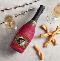 Tap to view ZDISC Christmas Photo Upload Pink Glitter Prosecco