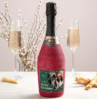 Tap to view ZDISC Merry Christmas Photo Upload Pink Glitter Prosecco