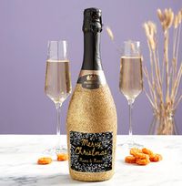 Tap to view ZDISC Merry Christmas Personalised Glitter Prosecco