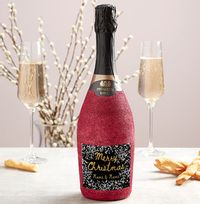 Tap to view ZDISC Merry Christmas Personalised Pink Glitter Prosecco