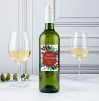 Merry Christmas Personalised White Wine Bottle