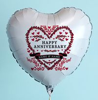 Happy Anniversary Heart Personalised Balloon
