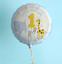 1st Birthday Personalised Animal Balloon