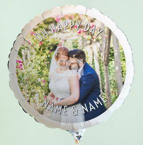Personalised Wedding Photo Balloon - White Text
