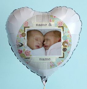 New Baby Twins Photo Balloon