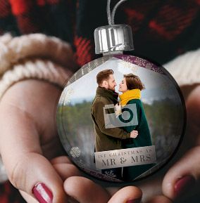 Mr & Mrs 1st Christmas Photo Bauble