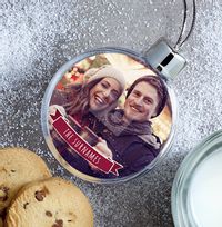 Family Photo & Text Bauble