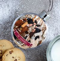 Tap to view Family Photo & Text Bauble