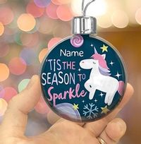 Tap to view Unicorn Personalised Bauble - Season To Sparkle