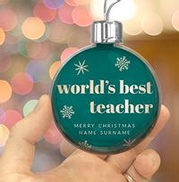 World's Best Teacher Personalised Bauble