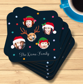 Family Christmas Photo Coaster